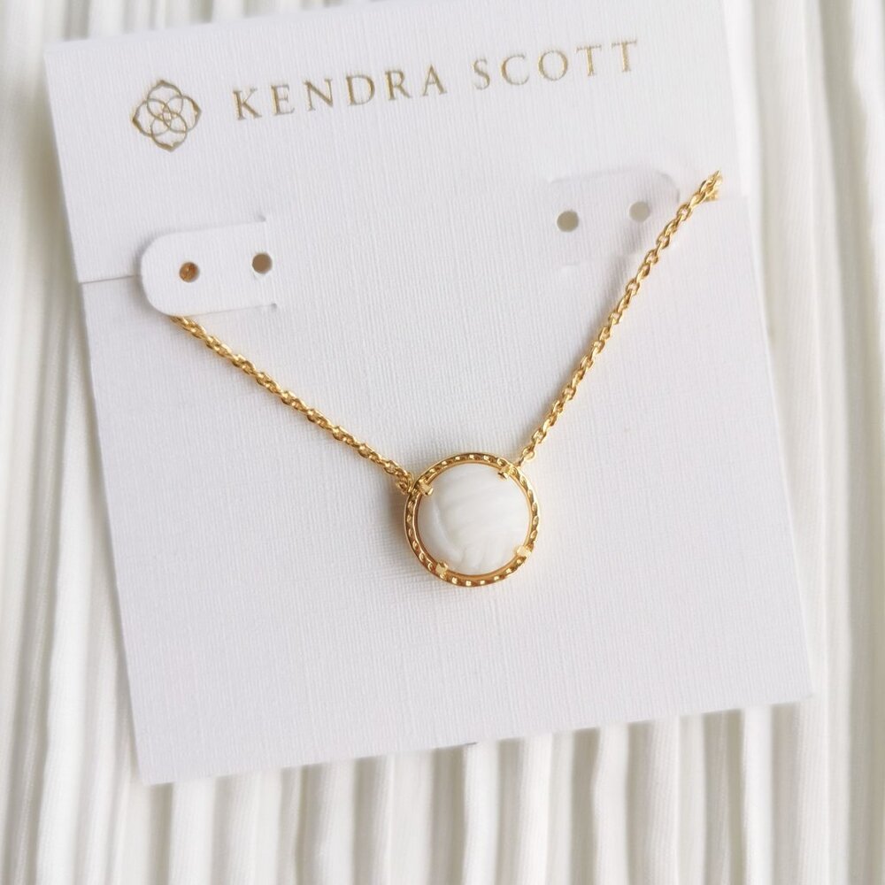 Kendra Scott Gold and White Volleyball Necklace